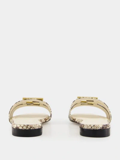 Fendi Multicolor Leather Ffold Slippers In Black