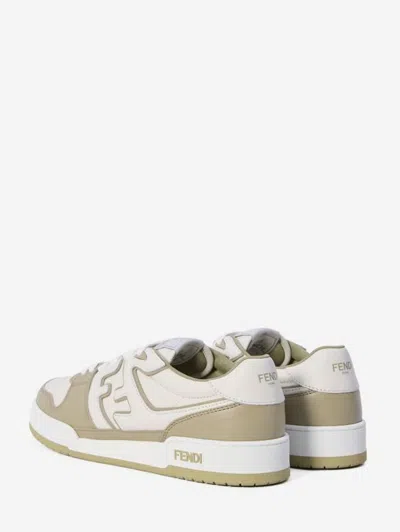 Fendi Two-tone Leather  Match Sneakers In Neutral