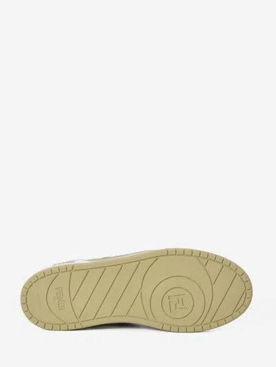 Fendi Two-tone Leather  Match Sneakers In Neutral