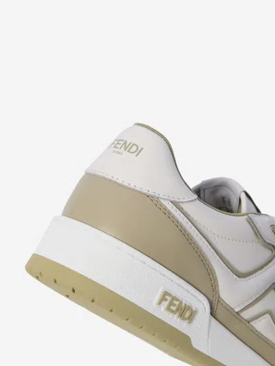 Fendi Two-tone Leather  Match Sneakers In Neutral