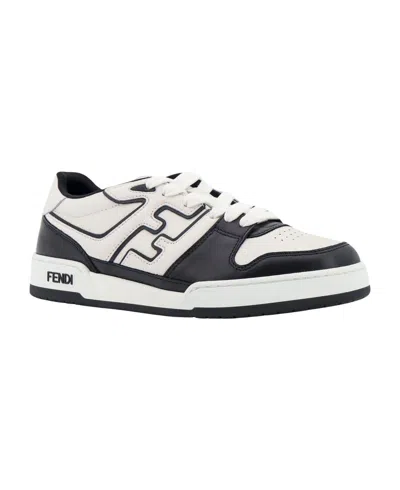 Fendi Two-tone Leather  Match Sneakers In Black