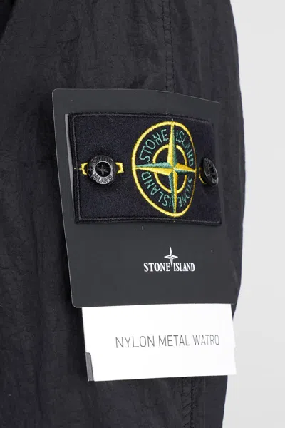 Stone Island Black Jacket With Compass Logo Patch Applied On The Sleeve In Tech Fabric Man