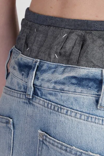 Maison Margiela Light Blue Long Skirt With Front Slit And Five Pocket Design In Denim Woman