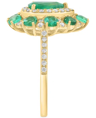 Effy Collection Effy Emerald (2 Ct. T.w.) & Diamond (3/8 Ct. T.w.) Pear Halo Statement Ring In 14k Gold