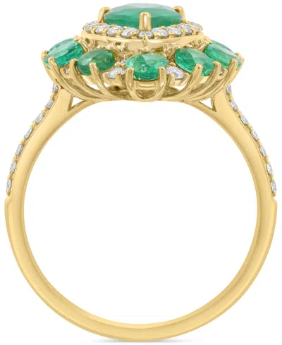 Effy Collection Effy Emerald (2 Ct. T.w.) & Diamond (3/8 Ct. T.w.) Pear Halo Statement Ring In 14k Gold