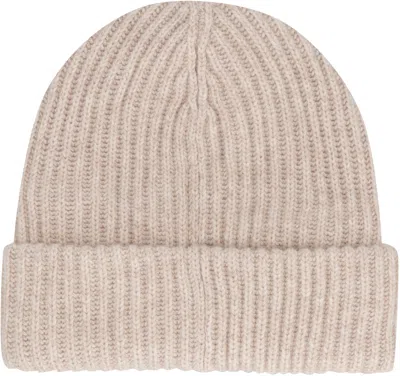 Ganni Sand Wool Blend Beanie Hat