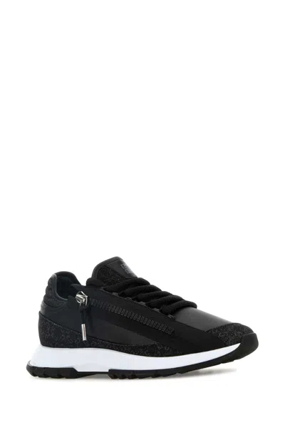 Givenchy Black Denim And Synthetic Leather Spectre Sneakers