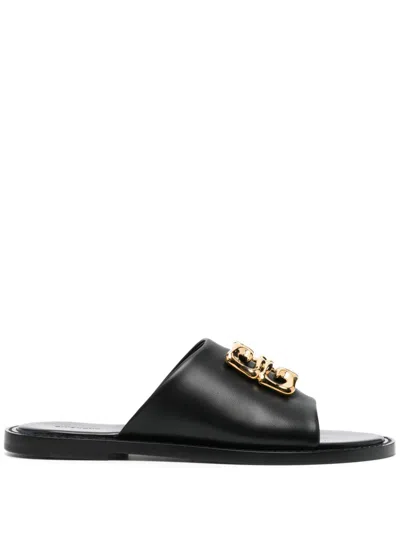 Givenchy 4g Liquid Black Flat Mules