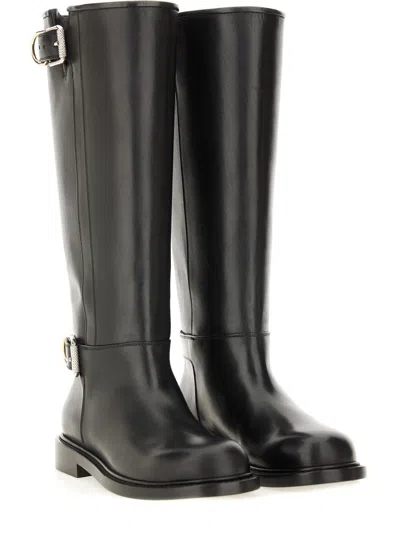 Givenchy Voyou Leather Buckle Tall Moto Boots