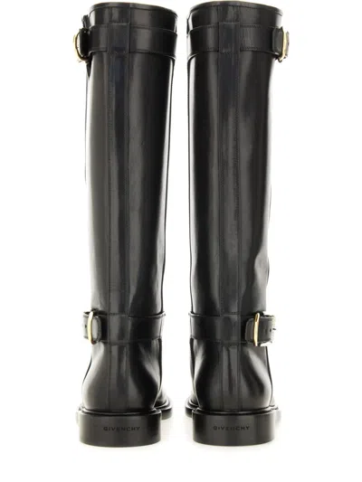 Givenchy Voyou Leather Buckle Tall Moto Boots