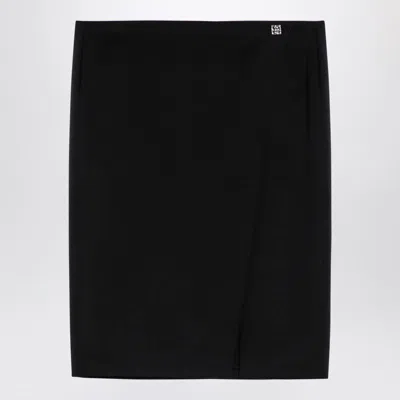 Givenchy Black Wool Skirt With Metal Button 4g In Black