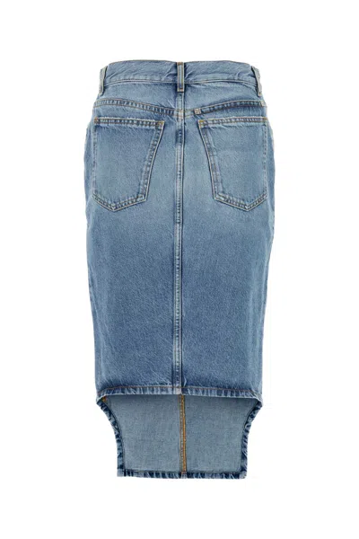 Givenchy Blue Asymmetric Denim Midi Skirt