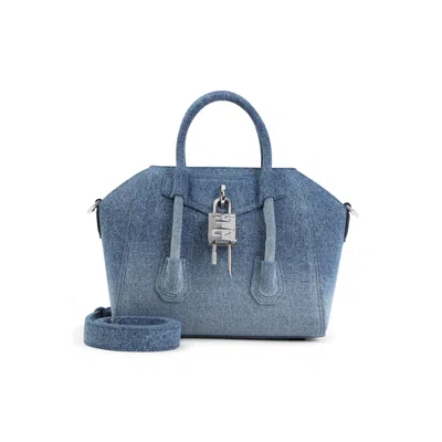 Givenchy Antigona Lock Mini Top-handle Bag In Faded Denim