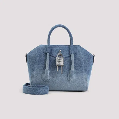 Givenchy Antigona Lock Mini Top-handle Bag In Faded Denim