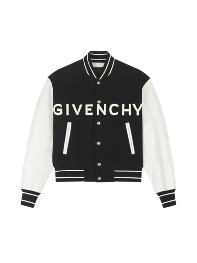 Givenchy Two-tone Wool Blend And Leather Bomber Jacket
