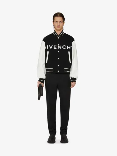 Givenchy Two-tone Wool Blend And Leather Bomber Jacket