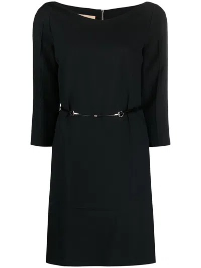 Gucci Mini Abito In Crepe Nero Donna