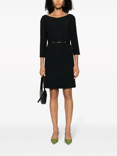Gucci Mini Abito In Crepe Nero Donna