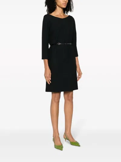 Gucci Mini Abito In Crepe Nero Donna