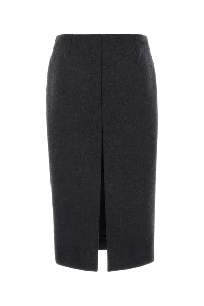 Gucci Dark Grey Embroidered Wool And Silk Skirt