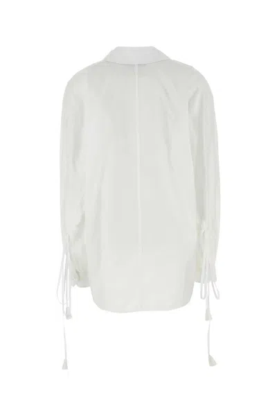 Gucci White Shirt With Pointed Collar With Tie Detail And Horsebit In Cotton Woman