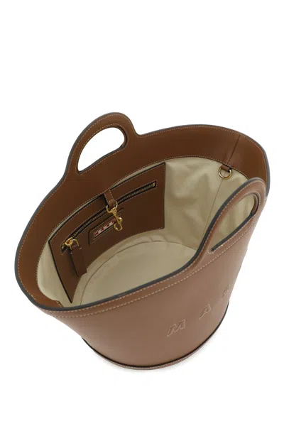Shop Marni Brown Leather Small Tropicalia Handbag