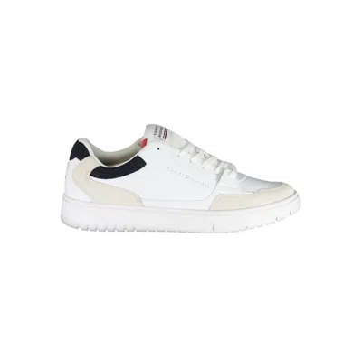 Tommy Hilfiger Elegant White Lace-up Sneakers With Contrast Detail