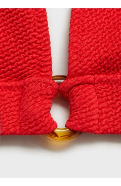 Mango Decorative Ring Textured Bikini Top Red