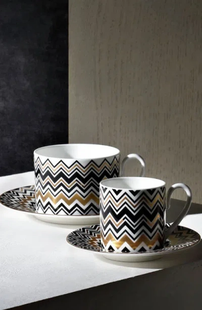 Missoni Home Tableware Tea Cup & Saucer Zig Zag Set Of 2