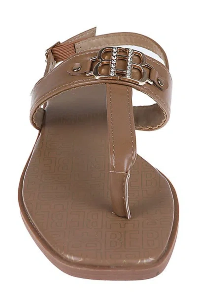 Bebe Logo Toe Post Sandal In Brown