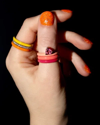 Fry Powers Gem + Enamel Stacking Ring In Multi