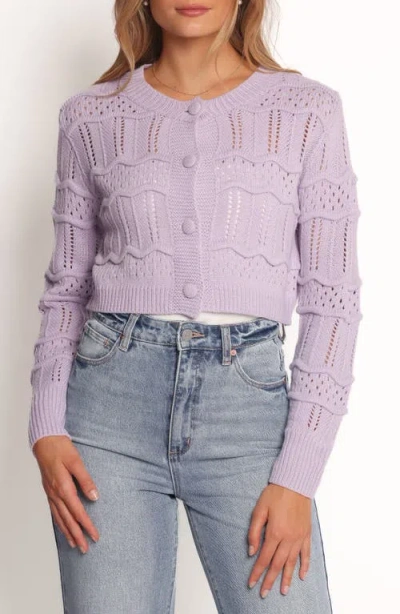 Petal And Pup Petal & Pup Aidy Pointelle Crop Cardigan In Purple