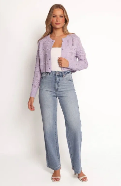 Petal And Pup Petal & Pup Aidy Pointelle Crop Cardigan In Purple