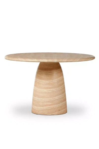 Four Hands Janice Round Travertine Concrete Dining Table