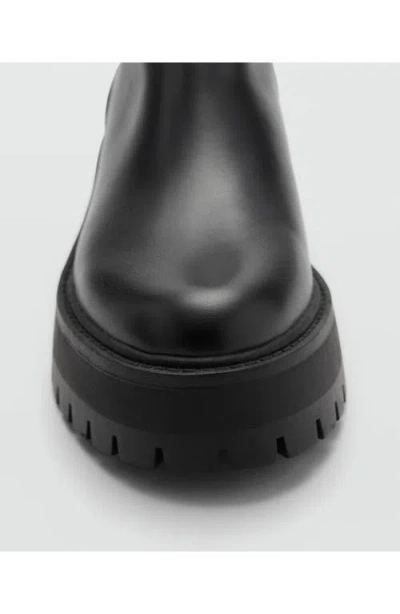Mango Lug Sole Chelsea Boot In Black