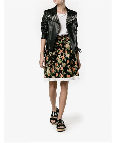 Shop Msgm Floral Print Skirt
