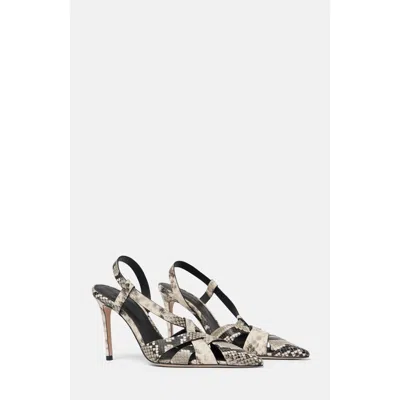 Scarosso Athena Embossed Slingback Pumps In Gray