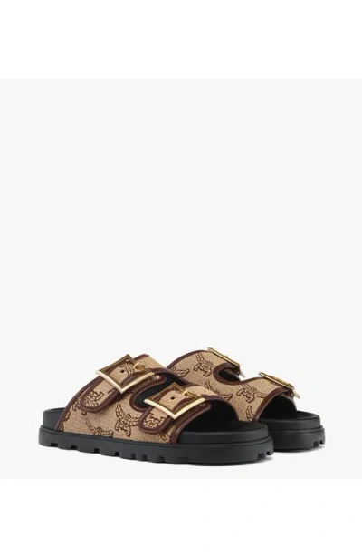 Mcm Sandals In Lauretos Raffia Jacquard In Beige