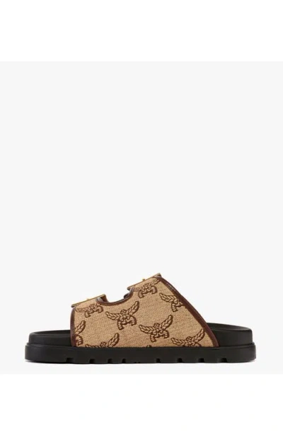 Mcm Sandals In Lauretos Raffia Jacquard In Beige