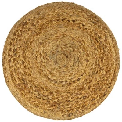 Northlight 15" Beige Braided Jute And Wood Handmade Three Legged Foot Stool