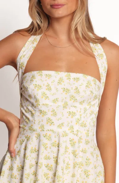 Petal And Pup Petal & Pup Thornton Floral Cotton Fit & Flare Halter Minidress In White
