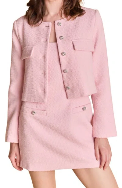 Endless Rose Tweed Buttoned Jacket Pink In Pink