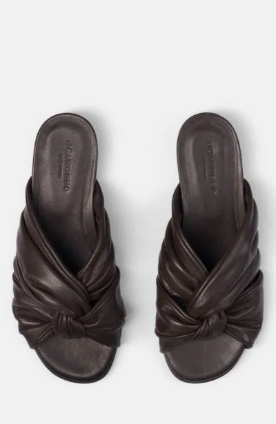 Scarosso Knotted-detail Slide Sandals In Dark Brown - Calf