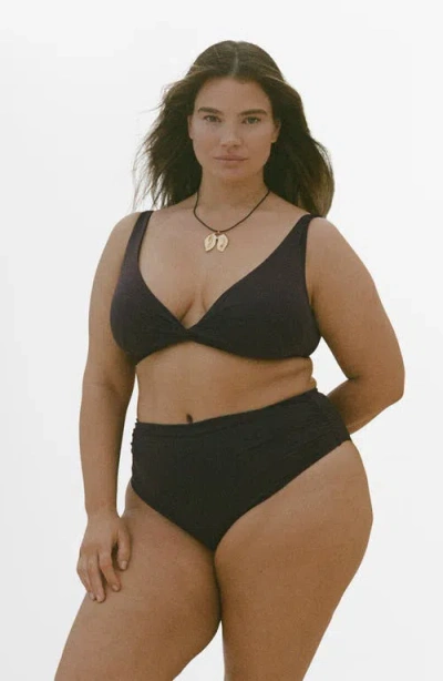 Mango Twist Front Bikini Top In Brown