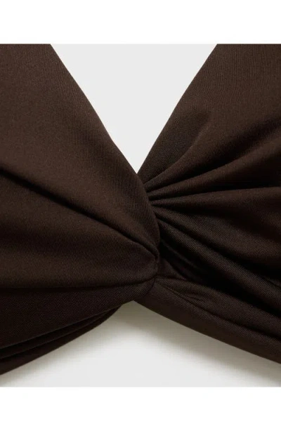 Mango Twist Front Bikini Top In Brown