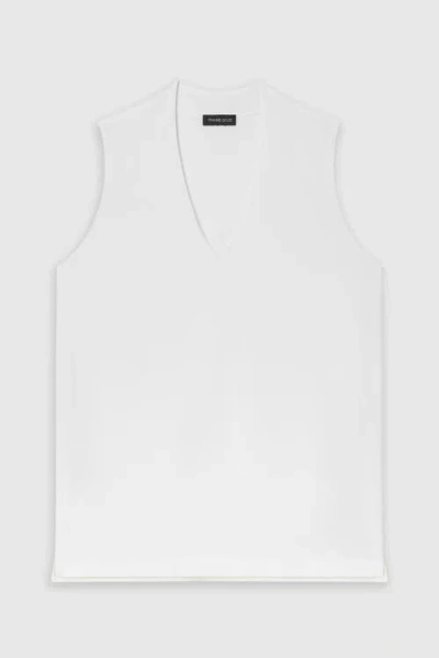 Franne Golde Luxe Stretch V-neck Sleeveless Shell In Neutral