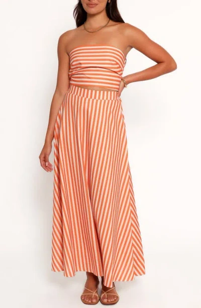 Petal And Pup Petal & Pup Serafina Stripe Crop Top & Maxi Skirt Set In Red