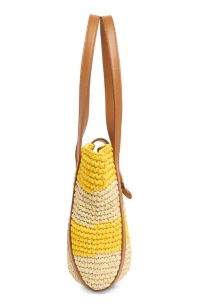 Marni Trunkaroo Small Leather-trimmed Striped Raffia Tote
