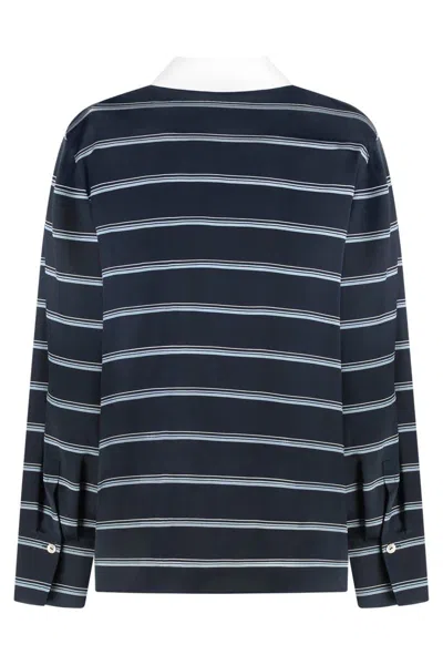Vince Long-sleeve Stripe Silk Rugby Shirt