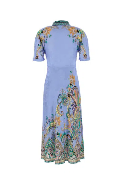 Etro Jacquard Satin Midi Dress With Floral Paisley Print